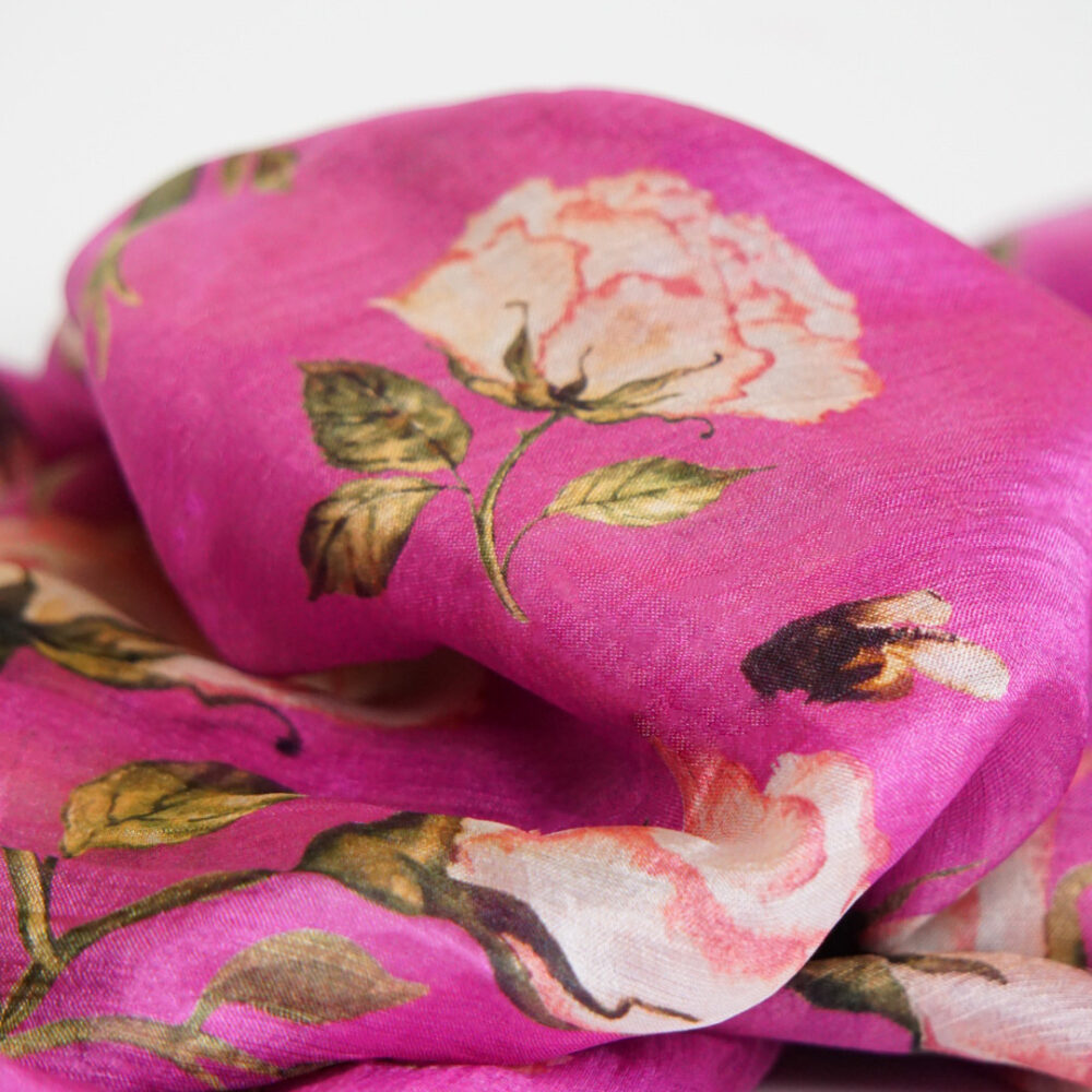 Silk Scarf Roses On Purple