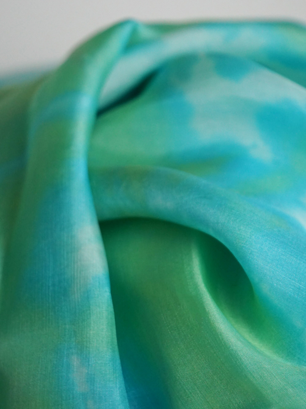 Silk Scarf Blue-Green-White