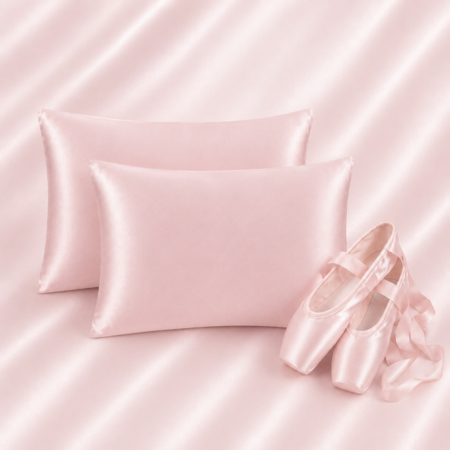 Luxury 22 Momme Mulberry Silk Charmeuse Pillowcase Zipper, Ballet Pink