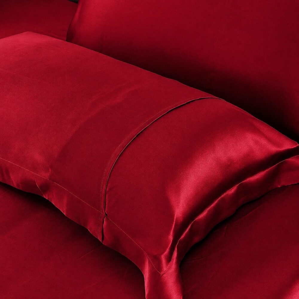 Ruby Red, 2026 at 06_34_15 PM Ruby Red Silk Pillowcase with Oxford border