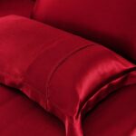 Ruby Red Silk Pillowcase with Oxford border