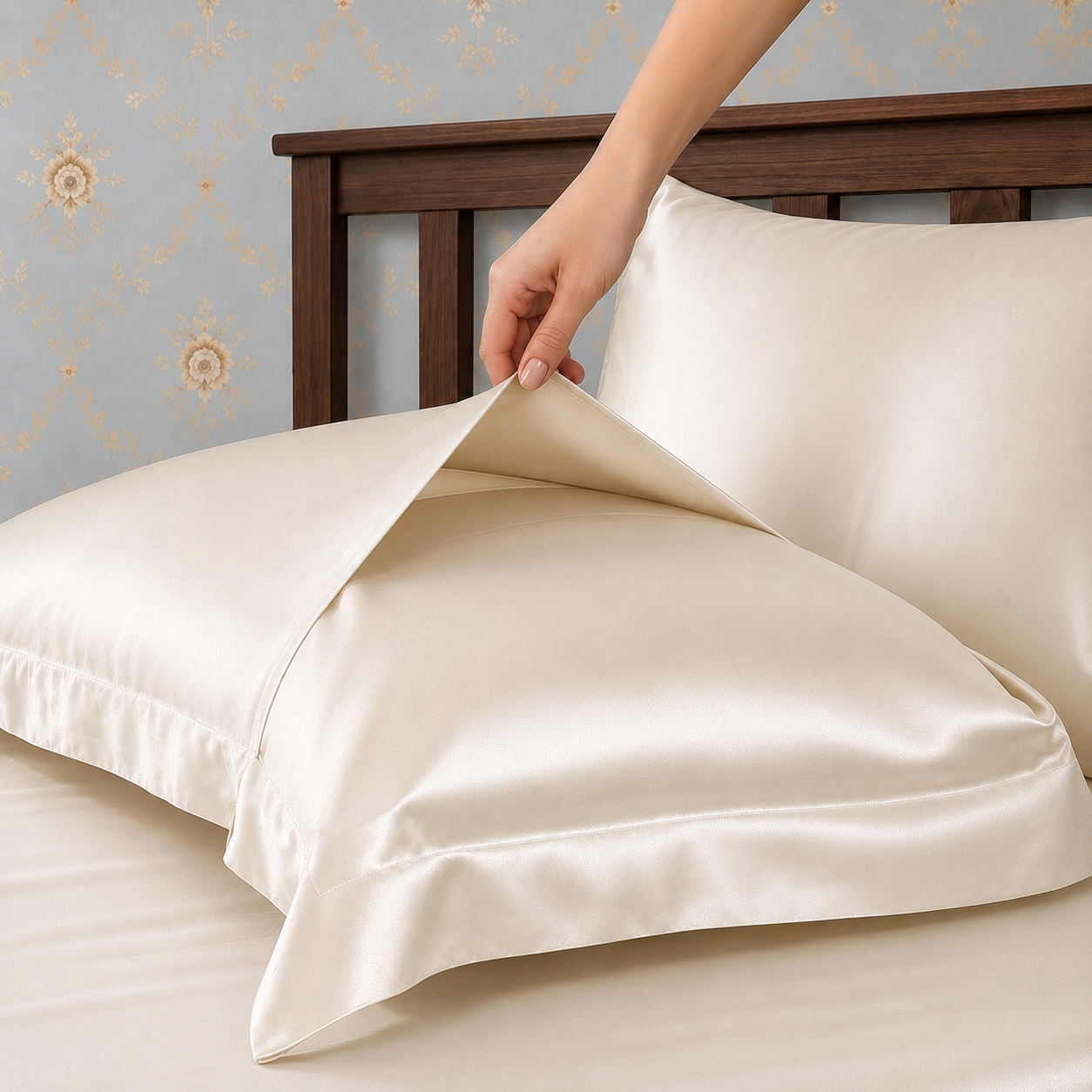 Ivory5 Envelop Closure Ivory Charmeuse Mulberry Silk Oxford Pillowcase