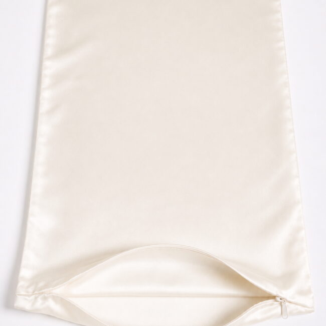Premium Mulberry Silk Charmeuse Zipper Pillowcase Ivory