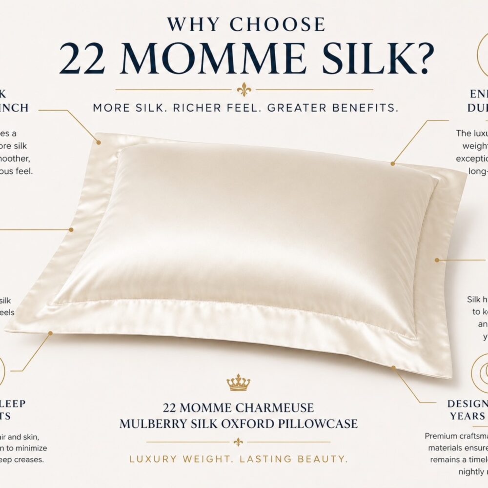 Schem Benefits of 22 Momme Charmeuse Mulberry Silk Pillowcase