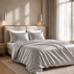 Premium Silk Charmeuse Zipper Pillowcase on Luxury Bed