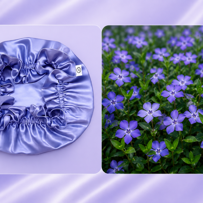 Double-layer 22 Momme Mulberry silk bonnet in periwinkle