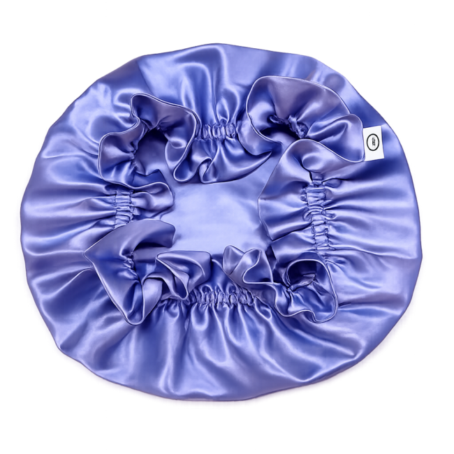 Double-layer 22 Momme Mulberry silk bonnet in periwinkle