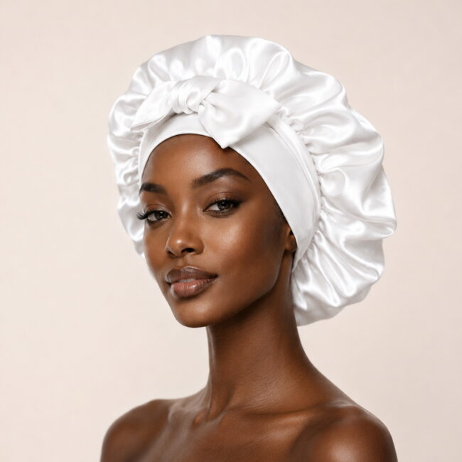 ribbon-tie-bonnet-perl-white-black-woman