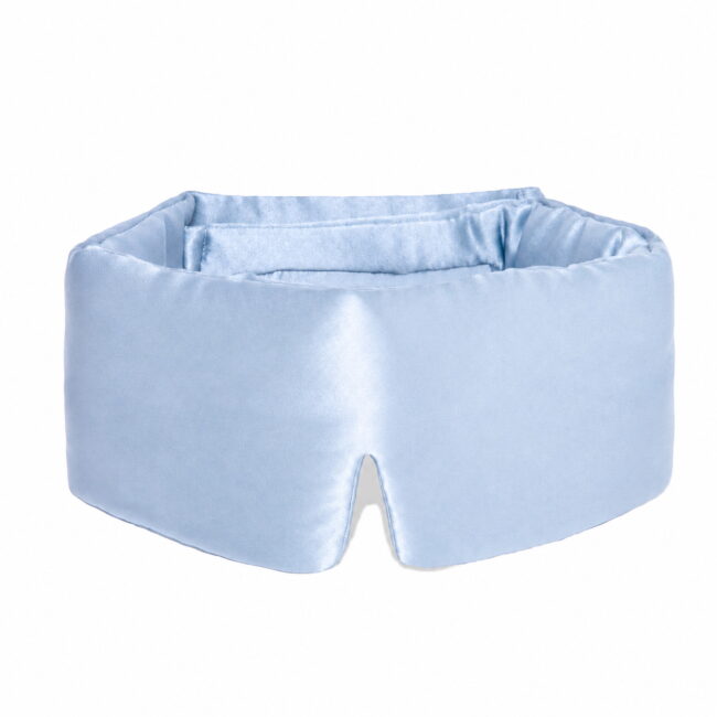 22 Momme Mulberry Silk Charmeuse Silk Filled Sleep Mask in Sky Blue