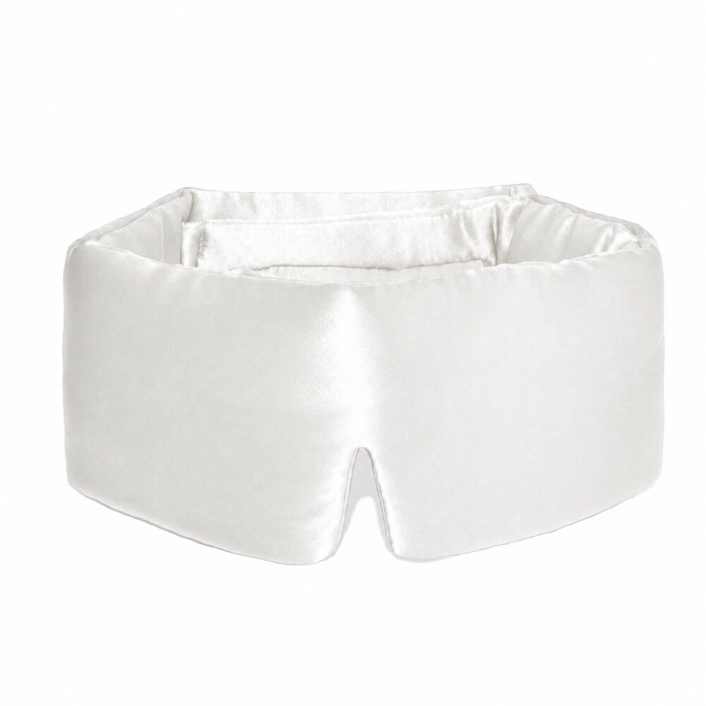 22 Momme Mulberry Silk Charmeuse Silk Filled Sleep Mask in Pearl White