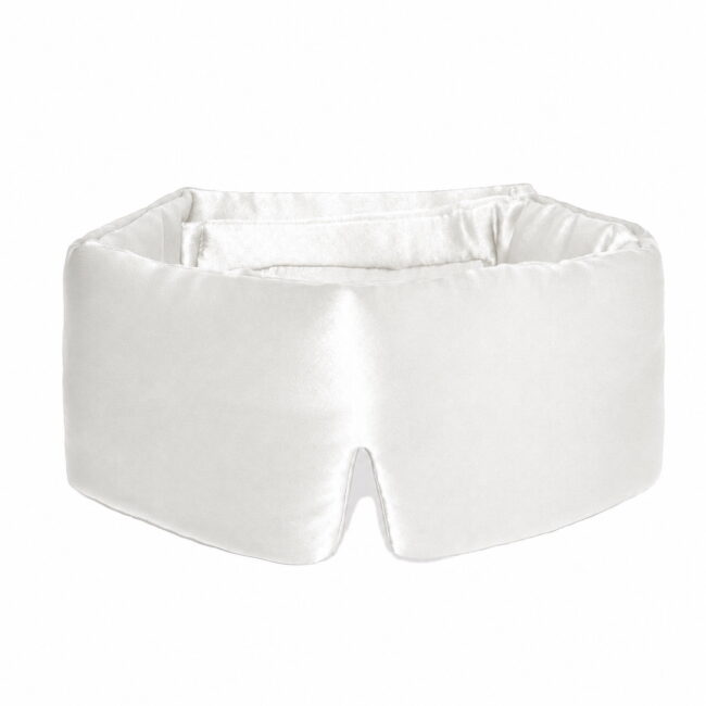 22 Momme Mulberry Silk Charmeuse Silk Filled Sleep Mask in Pearl White
