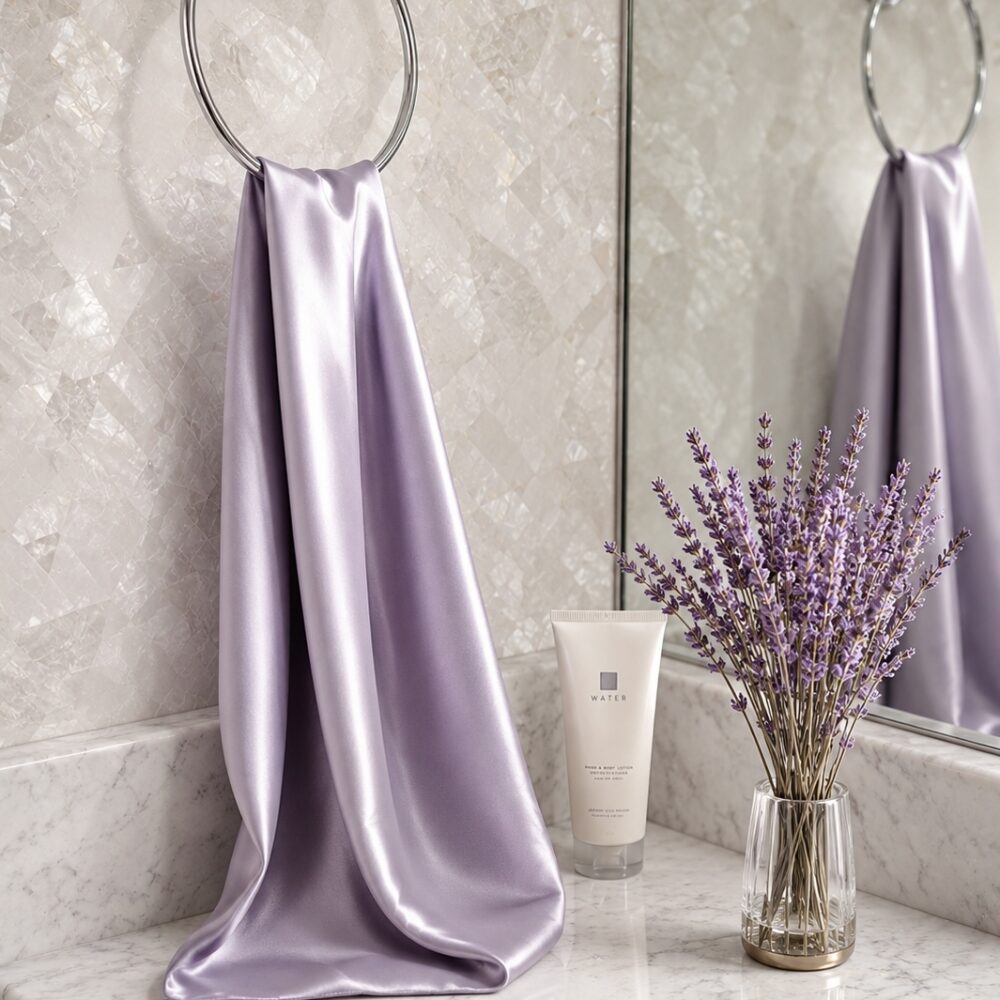 Lavender Mist 22 momme mulberry silk charmeuse hair towel