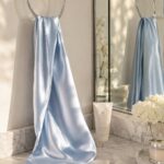 Sky blue 22 momme mulberry silk charmeuse hair towel